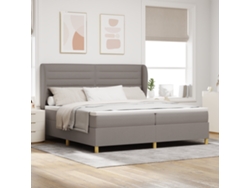 Cama Box Spring Con Colchón Tela Taupé 200x200 Cm