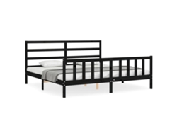 Maison Exclusive - Estructura De Cama Con Cabecero Madera Maciza Negro 200x200 Cm