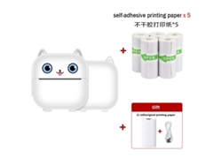 Impresora térmica inalámbrica Bluetooth con impresión de etiquetas sin tinta y 5 rollos de papel autoadhesivo, color blanco Digitallab
