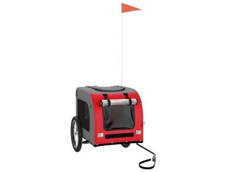Remolque de bicicleta para perros hierro tela Oxford rojo gris VIDAXL