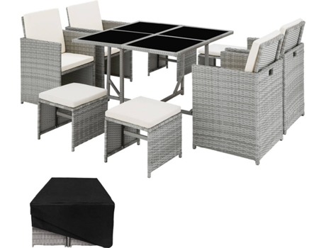 Conjunto de Jardín TECTAKE Bilbao (Gris Claro - Poliéster - 53x53x87 cm)