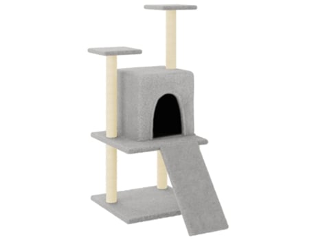 Rascador para gatos con postes de sisal gris claro VIDAXL (110 cm)