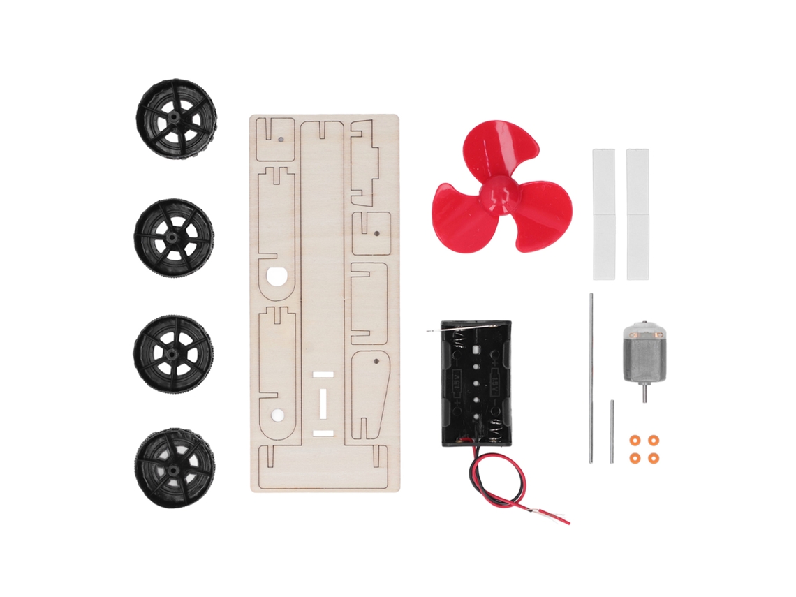 Kit De Montaje De Coche Eléctrico De Madera Impulsado Por El Viento Para Niños - Juguete Educativo Para Armar