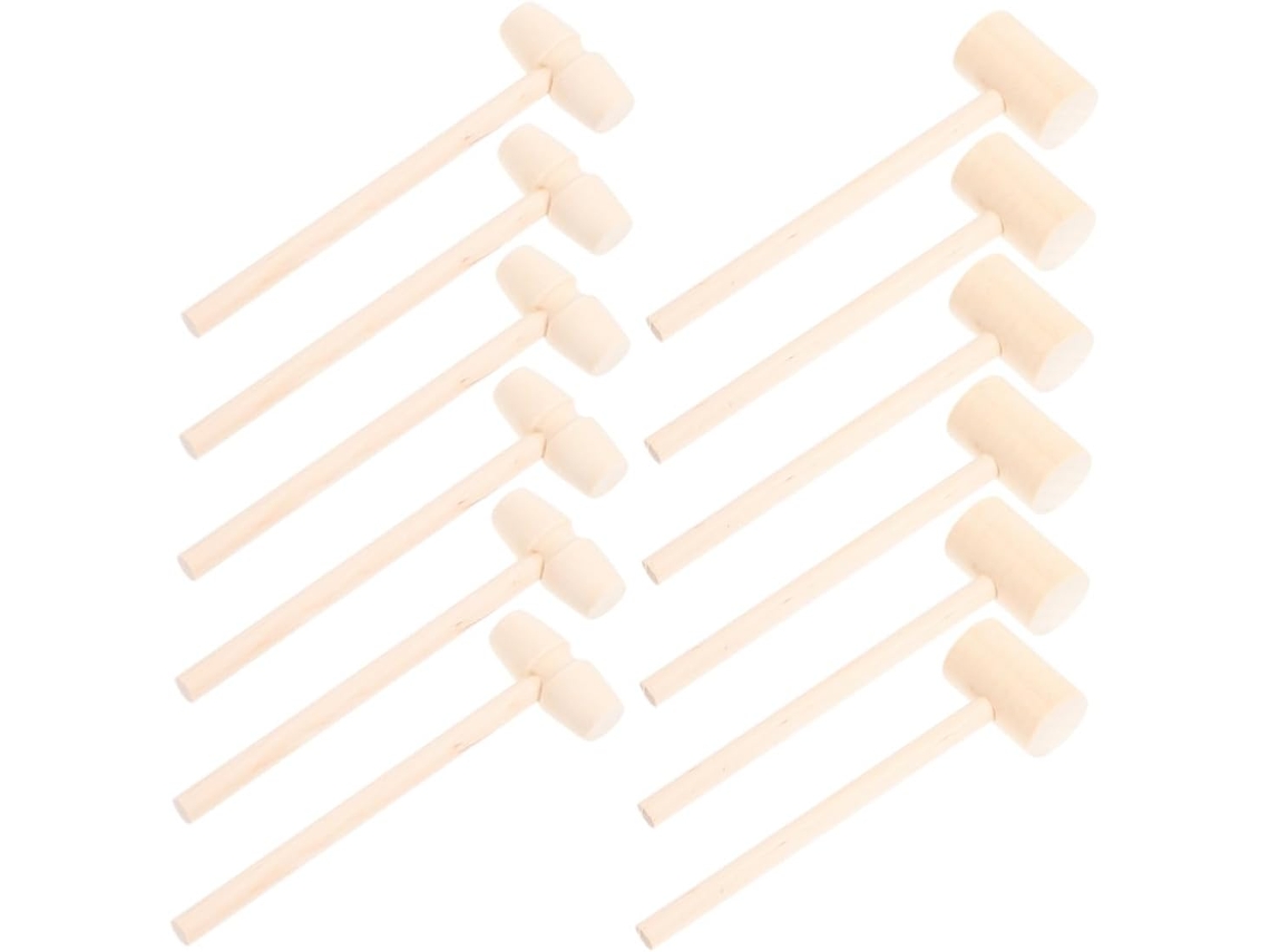 Juego De 30 Mini Mazos De Madera Natural Para Niños Y Niñas, Color Amarillo Claro