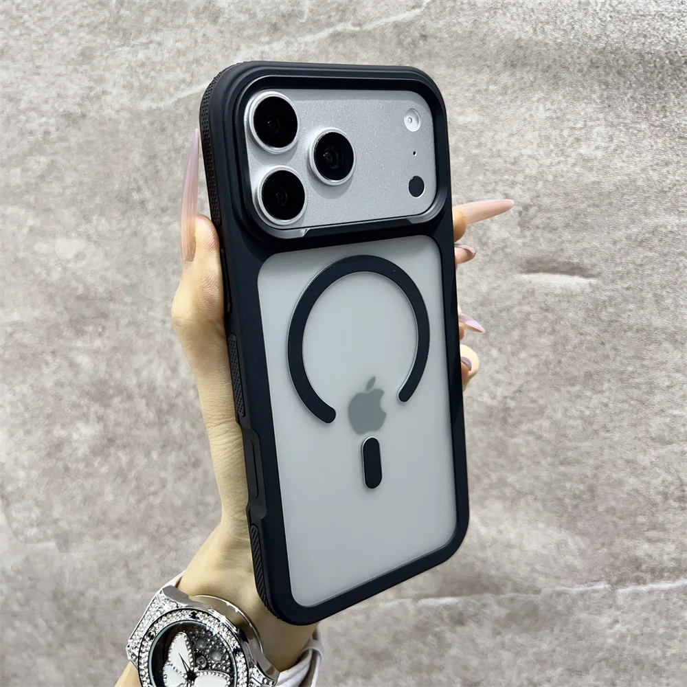(iphone 12 Pro Max, Negro) Funda Magnética Mate Para Teléfono, Compatible Con Iphone, Carcasa Rígida Semitransparente A Prueba De Golpes.