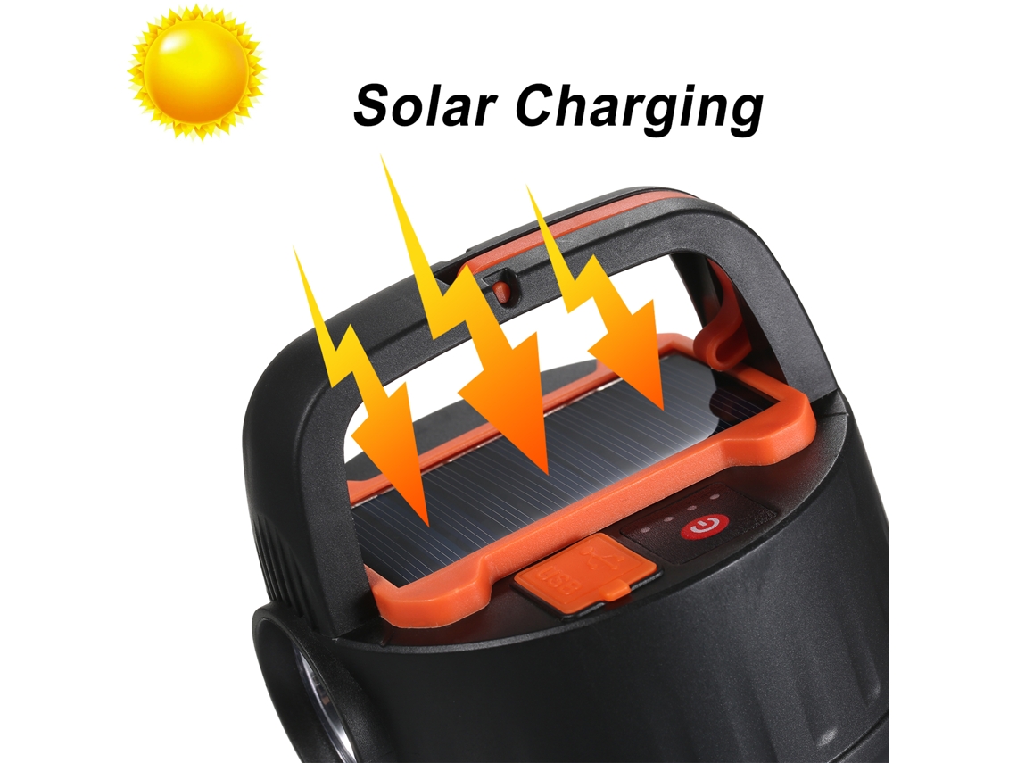 Lámpara Solar Led Recargable Para Camping Con Linterna Y Luz De Techo Para Emergencias Al Aire Libre.