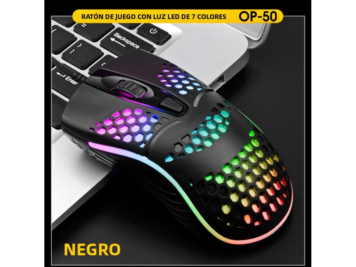 (negro) Ratón Para Juegos Con Cable, Retroiluminación Led, Interfaz Usb