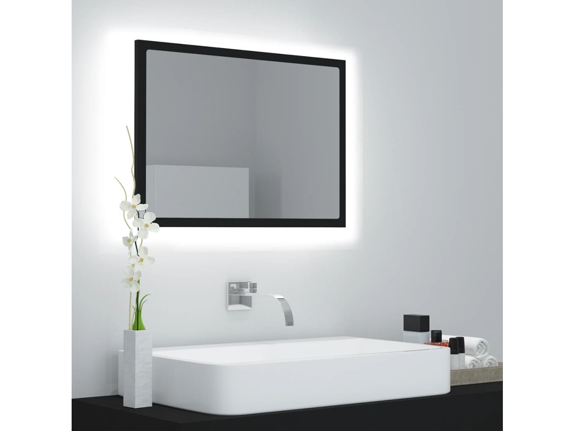Espejo de baño con LED 60x8,5x37 cm Acrílico Negro Lovely Home