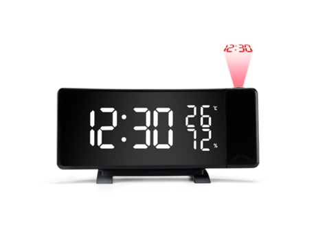 Reloj Despertador de Proyección Led Multifuncional / Temperatura / Humedad / S