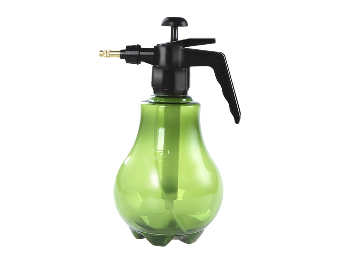 Botella rociadora de riego de 1,5 l, de plástico, de gran capacidad, a presión, vacía, con boquilla ajustable para jardín, color verde oliva.