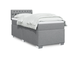 Cama box spring con colchón tela gris claro 90x190 cm