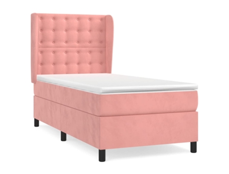 vidaXL Cama con somier y colchón 90x200 cm terciopelo rosa