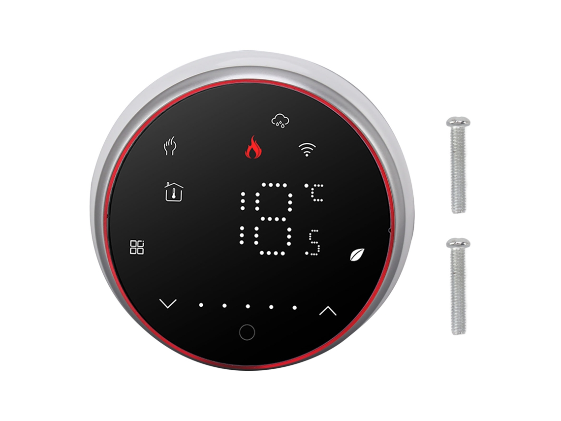Termostato Inteligente Inalámbrico Wifi Redondo Con Pantalla Led, Control Por Voz Mediante Aplicación, Ac95~240v, Negro.