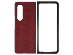 Capa De Telefone Capa Protetora Para Galaxy Z Fold 3 Com Textura De Fibra De Carbono Vermelha Anti-queda