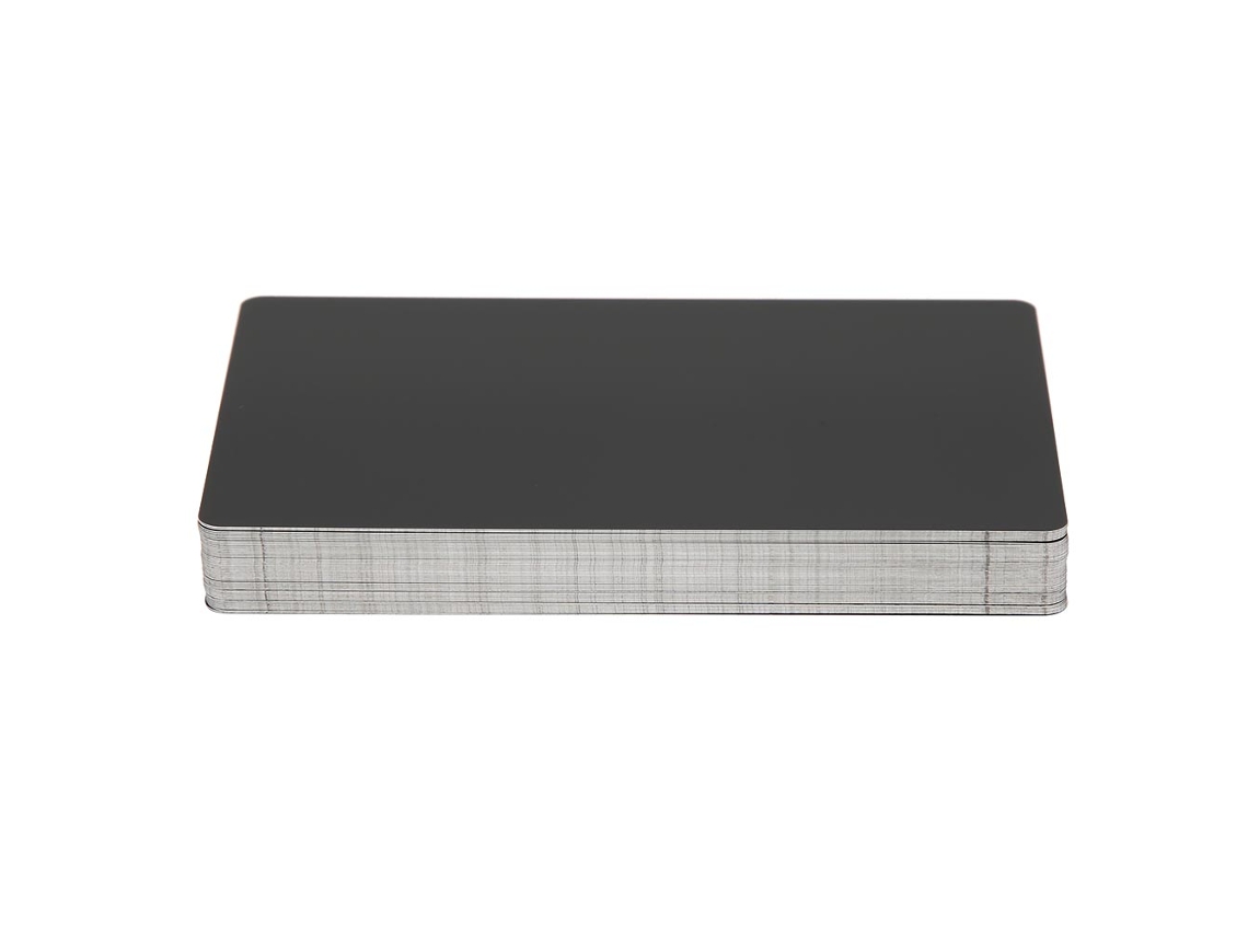 50 tarjetas de visita de aluminio negro de 0,2 mm, resistentes al agua y al desgaste.