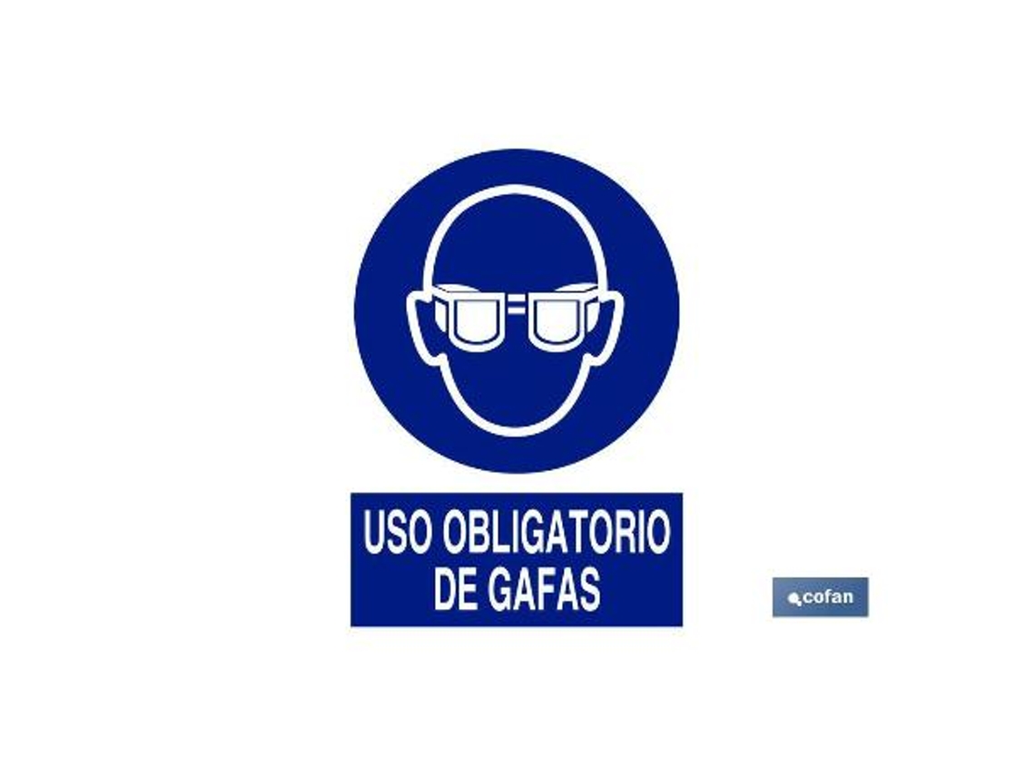 Señal adhesivo 148x105mm. uso obligatorio de gafas