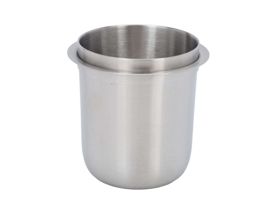 Vaso dosificador de café invertido universal de acero inoxidable de 150 ml y 58 mm, color plateado
