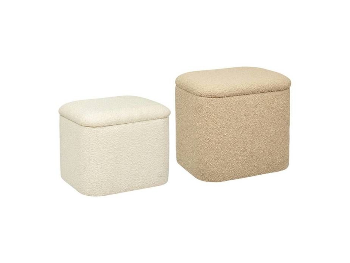 Conjunto de 2 pufs Dani de tela enrollada L 37,5/41,5 cm - Beige - Atmosphera interior Designer