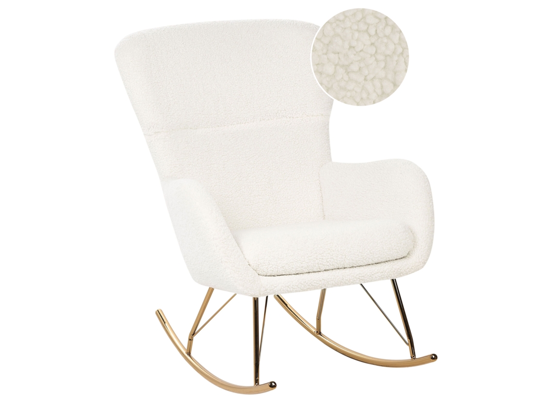 Silla mecedora BELIANI Anaset de Bouclé Blanco 74x99x99