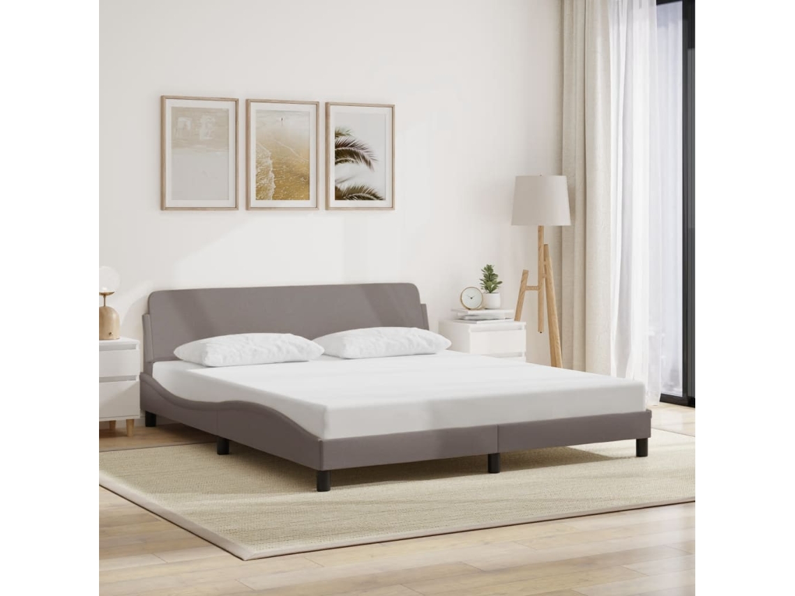 Cama Sin Colchón Tela Gris Taupe 180x200 Cm
