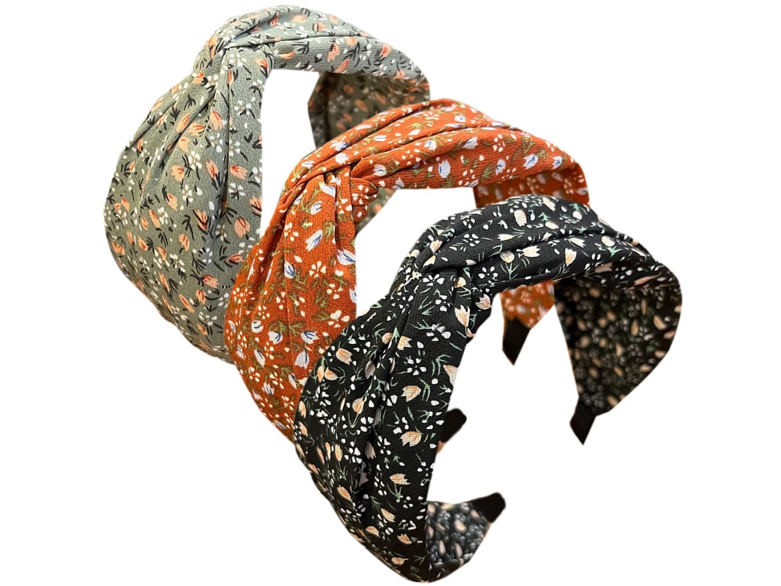 Gomas Para El Cabello De 3 Bandas, Tejido Estampado Mixto Con Detalle De Nudo, Moda Para Adultos.