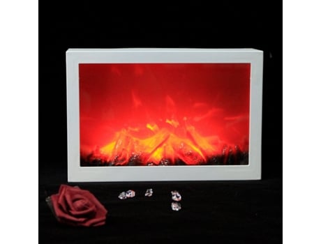 Luz de Llama Decorativa para Chimenea , con Juego De Leños Efecto Decorativo Blanco 31x9.6x20.7cm