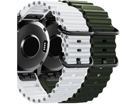 Correa Ocean Waves para Garmin Fenix 6X Pro Solar Blanca y Verde Pack 2X VEANXIN