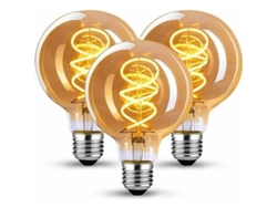 Bombilla Led Vintage E27 4w Luz Cálida 2200k Para Hogar, Cafetería Y Bar - 3 Unidades (g80)