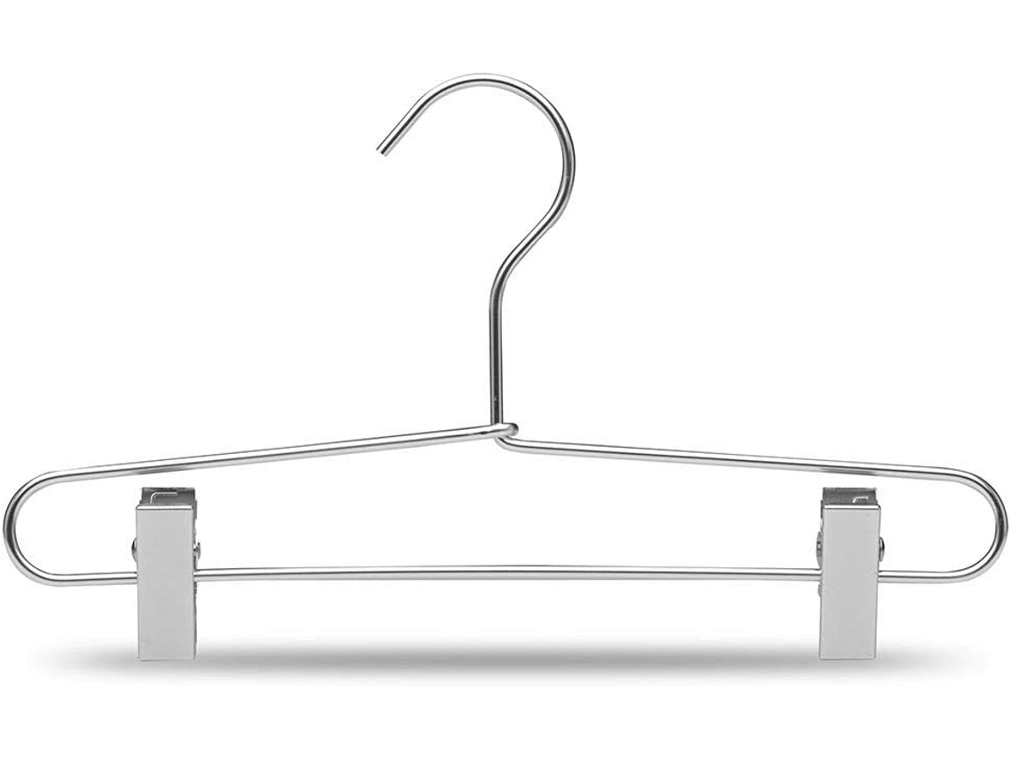 8 perchas de aluminio con clips para faldón, color negro. Pack de 8 y 14 Unidades. Perchas Metálicas 32 cm, Inoxidables y Resistentes TODO HOGAR