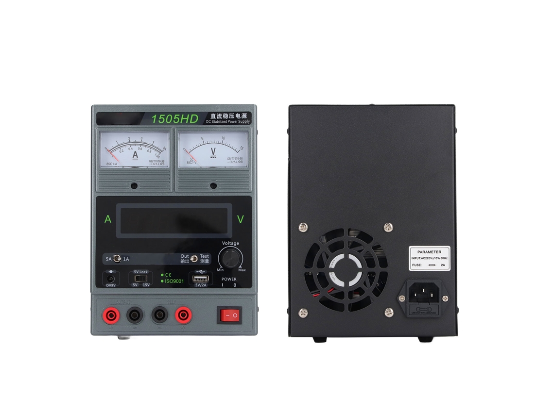 Fuente de alimentación regulada 1505HD de 0,15 V y 0,5 A con pantalla LED y enchufe estadounidense, CA 110 V, 60 Hz