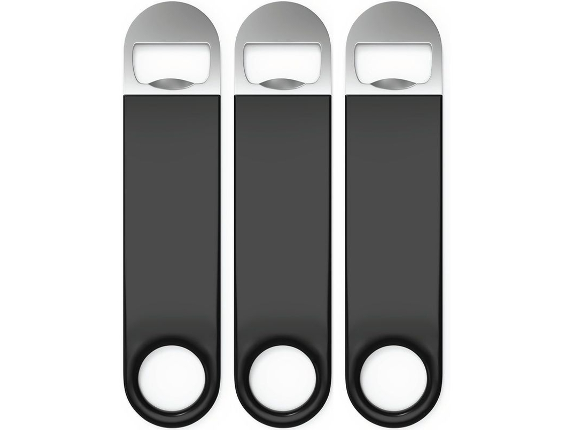 Juego De 3 Abridores De Botellas, Acero Inoxidable, 17,7 Cm, Negro, Aptos Para Bartenders.
