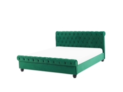 Cama con somier BELIANI Avallon de Terciopelo Verde 172x233x94
