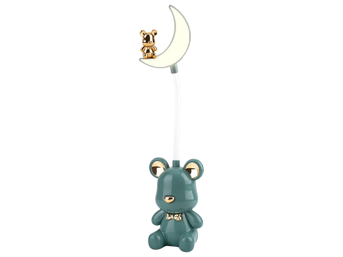 Rebe-lámpara De Escritorio Plegable Recargable Luz De Lectura Amigable Para Los Ojos Con Decoración De Oso Verde Para Hogar Y Dormitorio