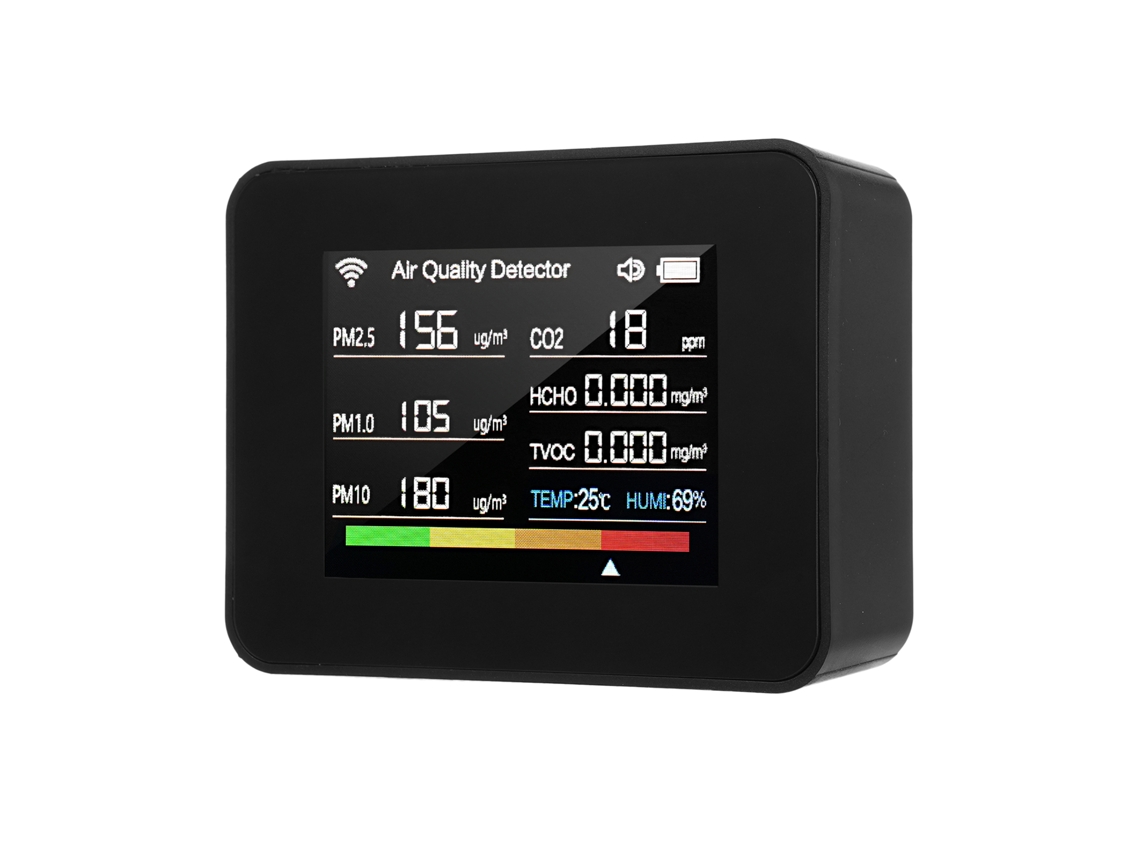 Monitor De Calidad Del Aire Tuya Wifi 13 En 1: Detecta Co₂, Tvoc, Hcho, Pm2.5, Pm1.0, Pm10, Humedad Y Temperatura Con Alarma Para El Hogar, La Escuela Y El Hotel.