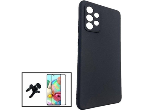 Carcasa + Protector + Soporte Magnético Reforzado Samsung Galaxy A72 5G PHONECARE Silicona Liquida Negro