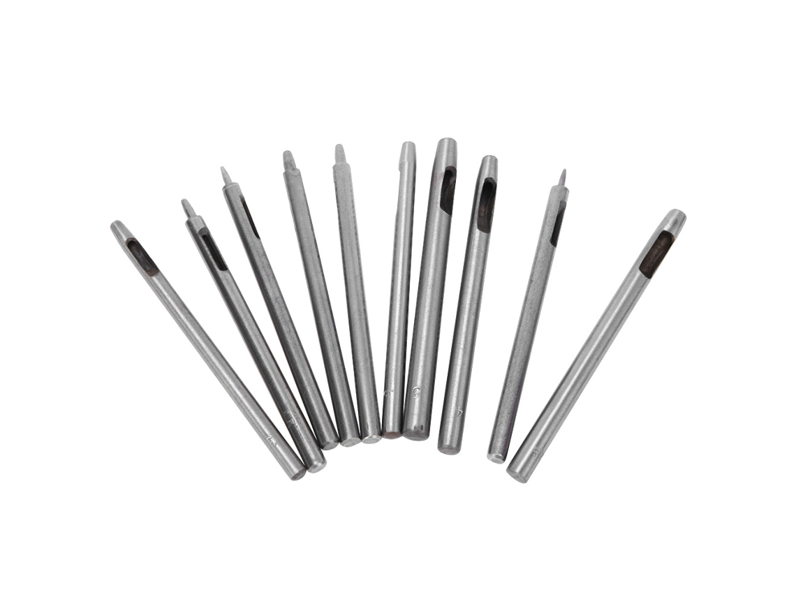 10 Herramientas Redondas Huecas Para Perforar Cuero, De 0,5 A 5 Mm, Para Manualidades Con Mangos De Cinturón.