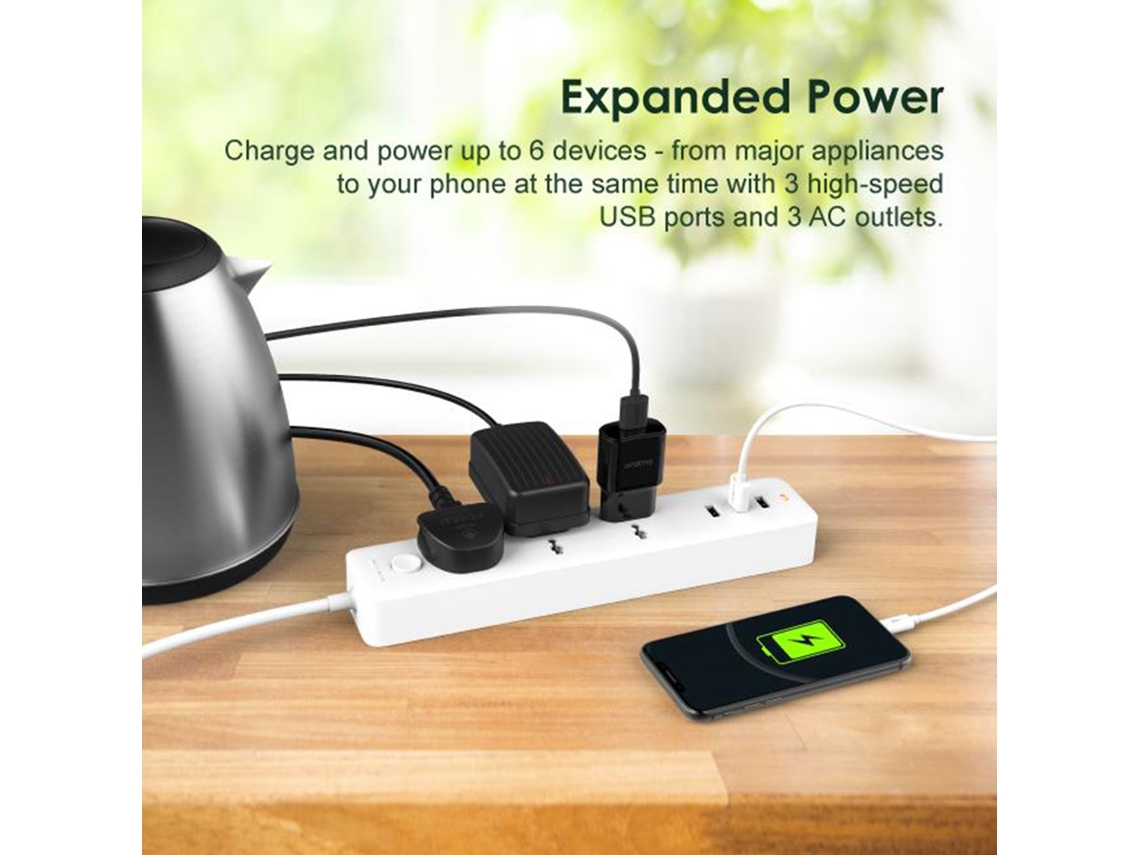 Power Strip (3 Tomas De Ca 3 Puertos Usb) Producto Tomtop Ows-u331 Power Strip
