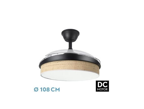 Ventilador DC Moda 72W Negro/Cañizo Claro 3 Aspas FABRILAMP