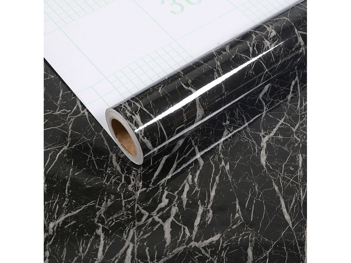 XYVONA Papel De Parede Adesivo Preto Mármore Para Cozinha, Bancada E Armários . (60 Cm X 500 Cm)