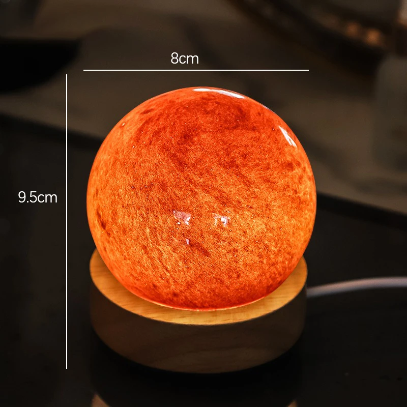 (Luz naranja única) Lámpara de cristal 3D exclusiva con proyección de galaxias y planetas, alimentada por USB.