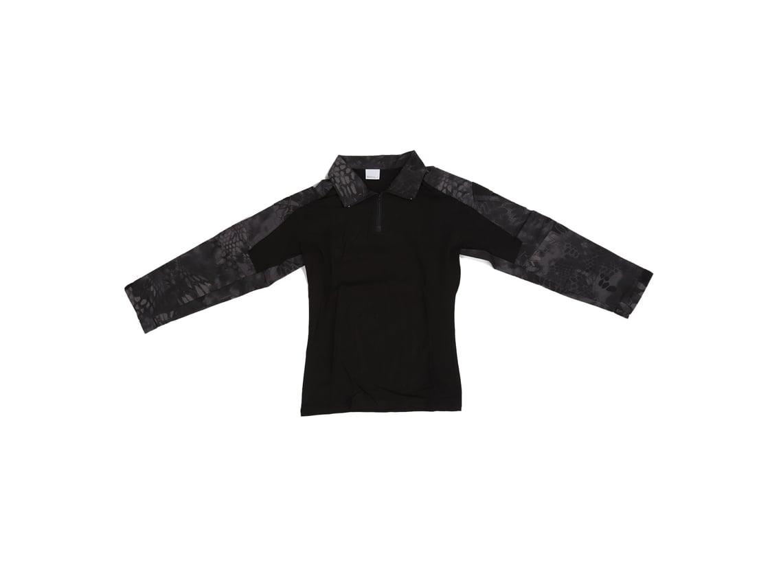 Camisa De Combate De Manga Longa Unissex Com Zíper E Bolsos Omoplatos Estampa Python Preta Tamanho L
