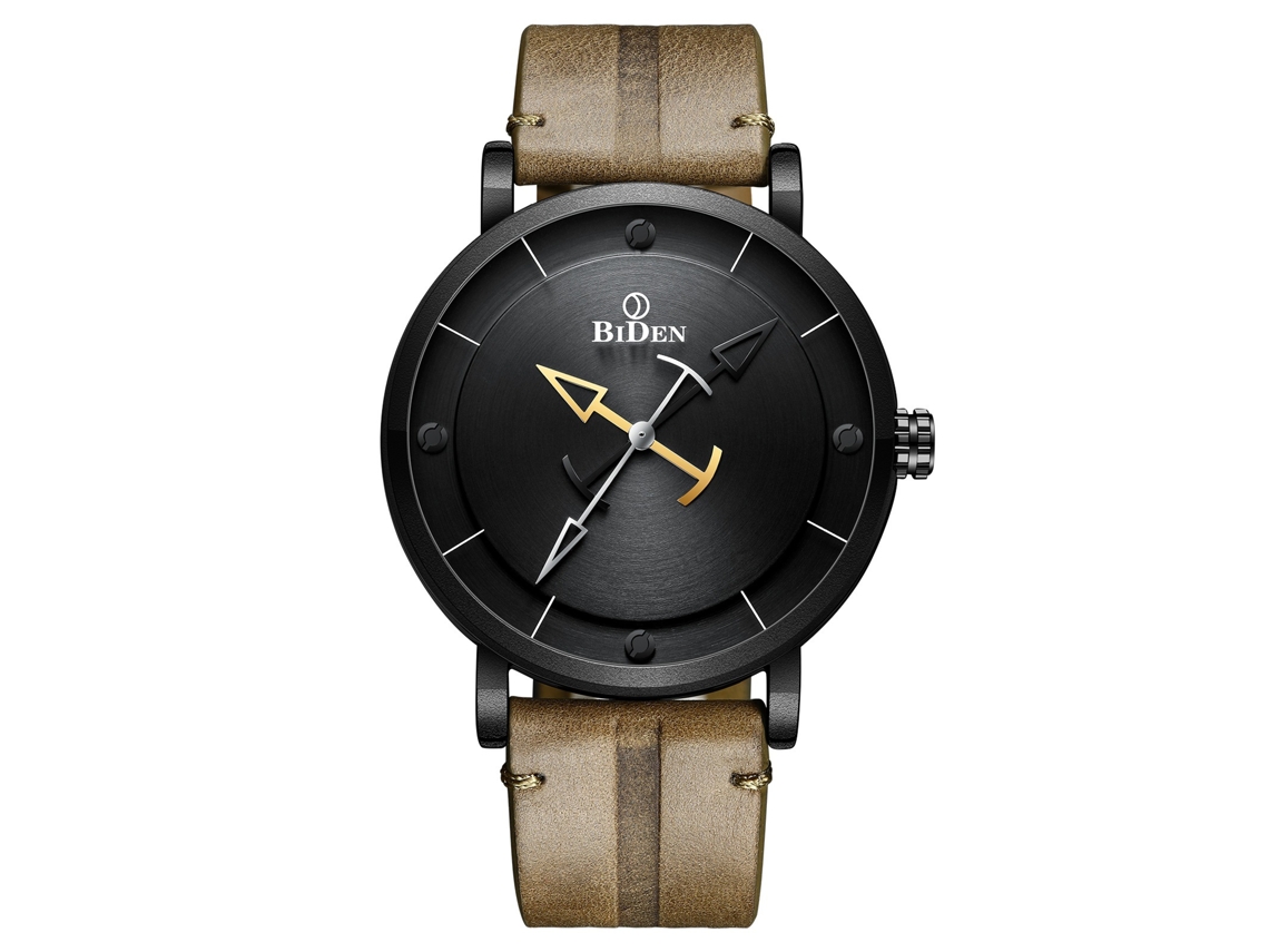 Reloj de cuarzo para hombre con correa de cuero negro, estilo deportivo, MDUG
