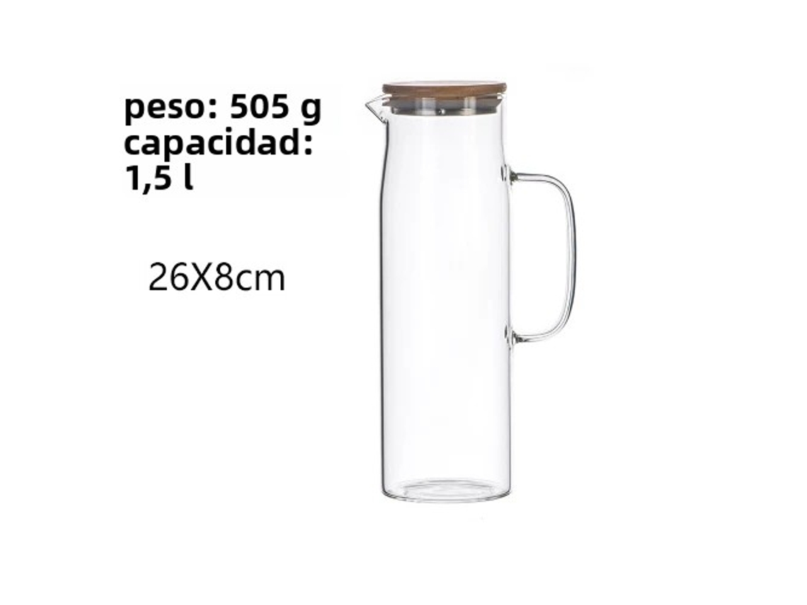 Termo de vidrio grueso con tapa de bambú y filtro reutilizable. Mdug (1,5 L)