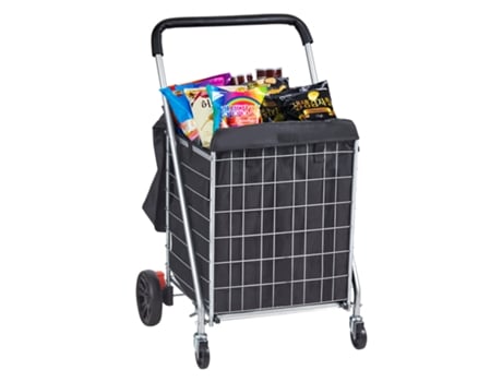 VEVOR Carrito de compras plegable Cesta de comestibles 90,7 kg 4 ruedas