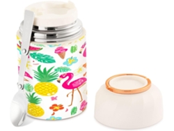 Recipiente para alimentos Flamingo Pink para adultos, 500 ml, acero inoxidable a prueba de fugas