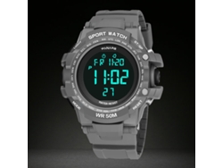 Reloj Digital Panars Con Retroiluminación, Año Bisiesto, Resistente Al Agua Hasta 50 M, Correa De Plástico Pu Gris.