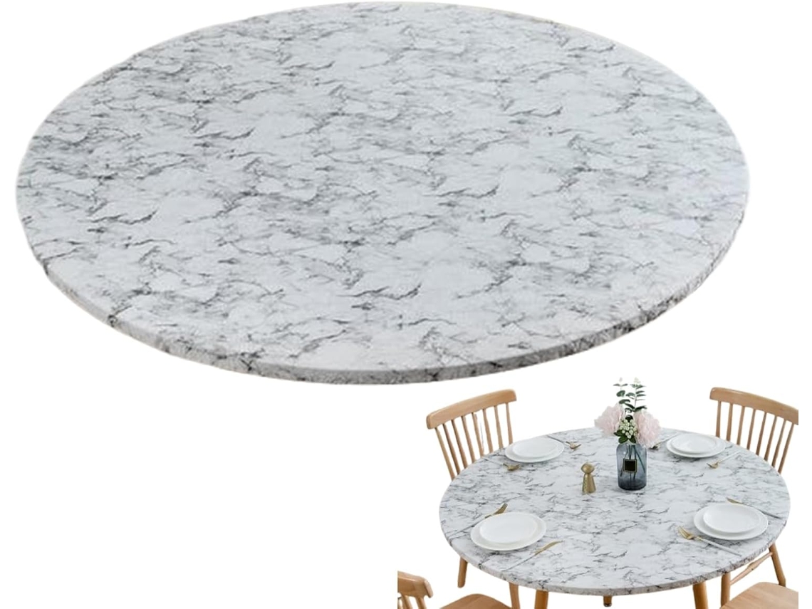 Mantel Redondo Con Borde Elástico, Protector De Mesa Resistente A Las Arrugas, Oleofóbico Y Lavable Para Una Fácil Limpieza.