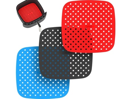 Forros Reutilizables Silicona Air Fryer 3 Unidades (Negro, Rojo, Azul)