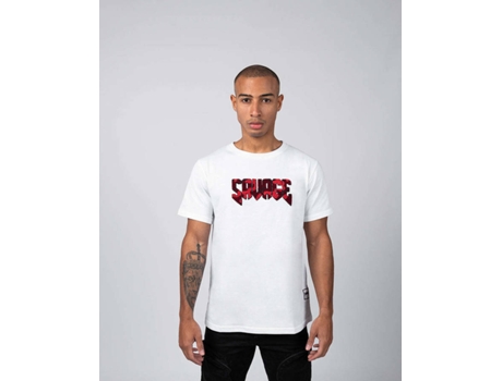 T-shirt Básica SAVAGE Crew Algodón Hombre (L - Blanco y Rojo)