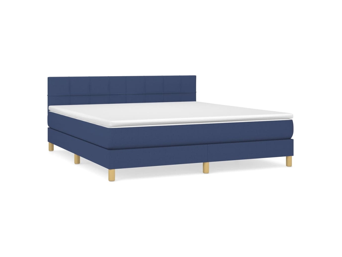 Maison Exclusive - Cama Box Spring Con Colchón Tela Azul 180x200 Cm